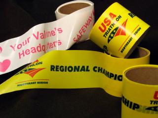 Custom printed banner tape for parties and events.
